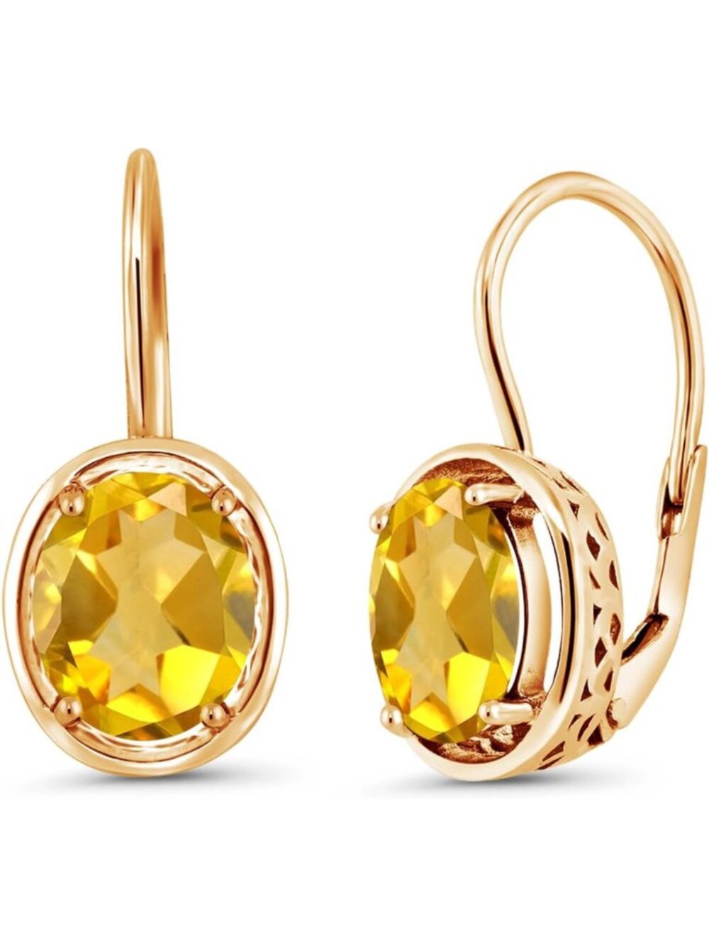 Stunning 3.00 Cttw Oval Yellow Citrine Dangle Earrings for Women - Elegant